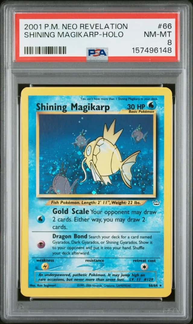 2001 POKEMON SHINING MAGIKARP-HOLO NEO REVELATION #66 PSA 8