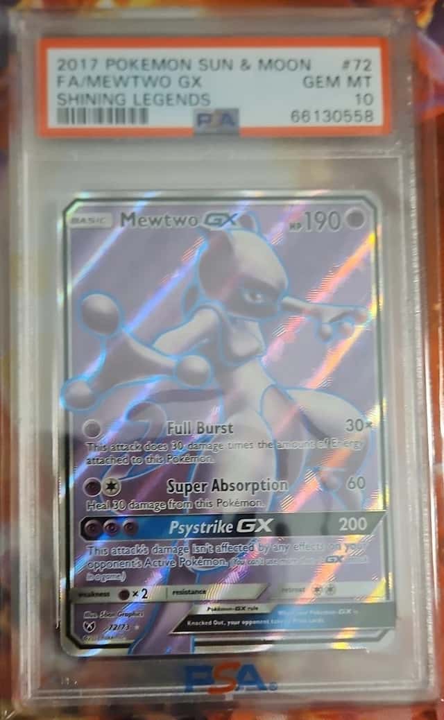 Pokemon 2017 Shining Legends Mewtwo GX 72/73 Full Art Holo PSA 10