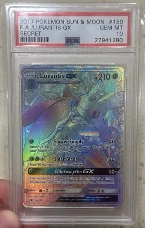 Pokémon TCG 2017 Sun & Moon Lurantis GX 150 Secret Rare Holo PSA 10