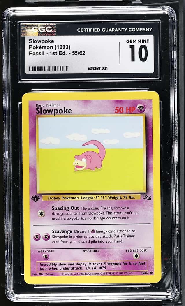 1999 Pokemon Fossil 1st Edition #55 Slowpoke CGC 10 GEM MINT