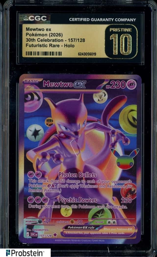 2026 Pokemon 30th Celebration Futuristic Rare #157 Mewtwo ex CGC 10 PRISTINE