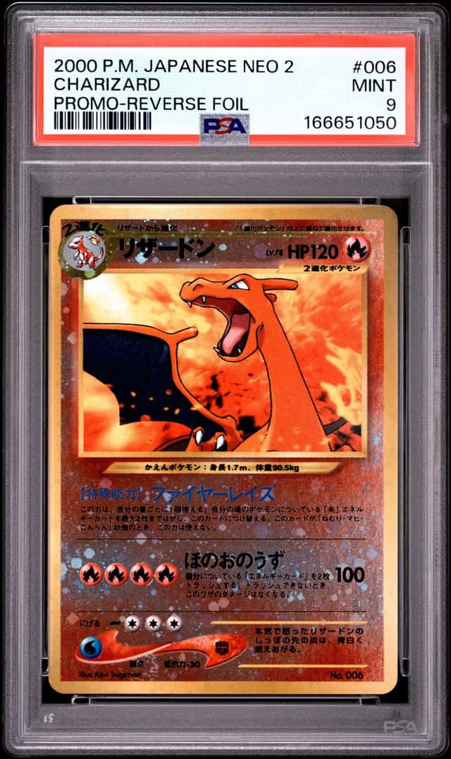 Nintendo Pokemon TCG 2000 Japanese Neo 2 Charizard Promo Reverse Foil #006 PSA 9