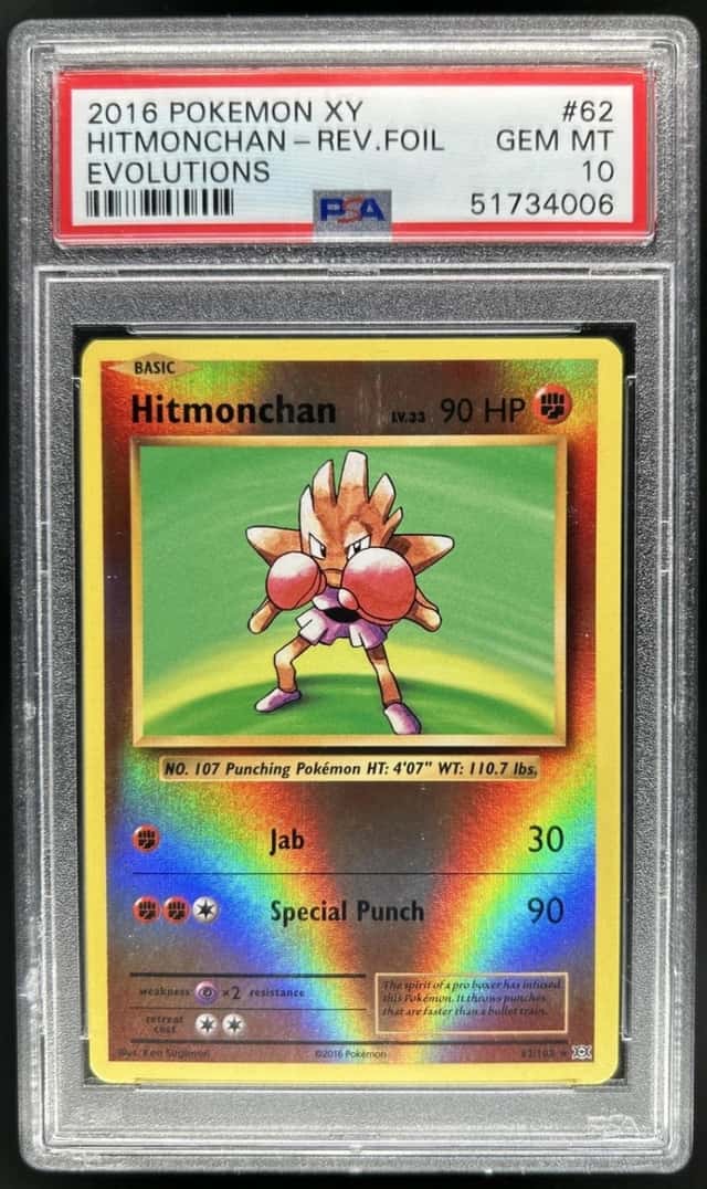 2016 Pokemon XY Evolutions Hitmonchan Reverse Holo #62/108 PSA 10 GEM MINT