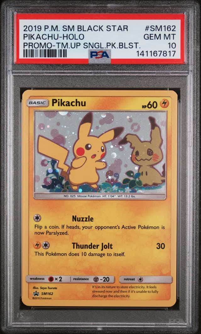 Pokémon Pikachu TCG Sun & Moon Black Star Promo SM162 Holo PSA 10 Gem Mint 🔥🌀