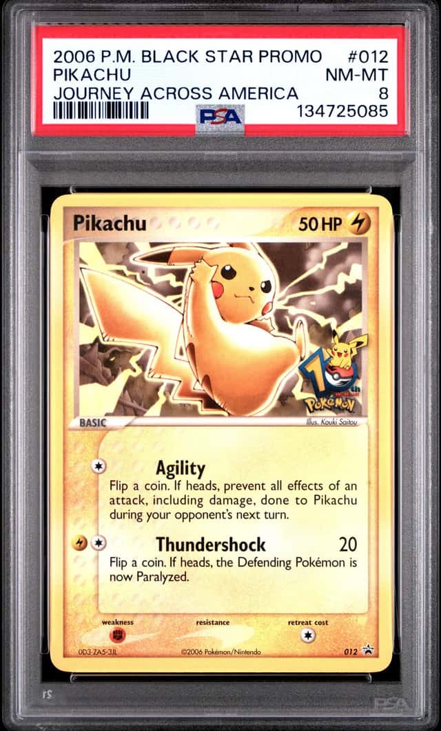 Pokemon Journey Across America Pikachu #012 Black Star promo PSA MT 8 134725085