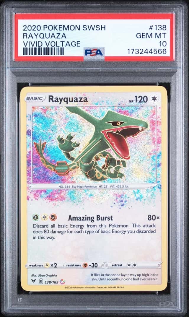 2020 POKEMON SWORD & SHIELD VIVID VOLTAGE #138 RAYQUAZA PSA 10