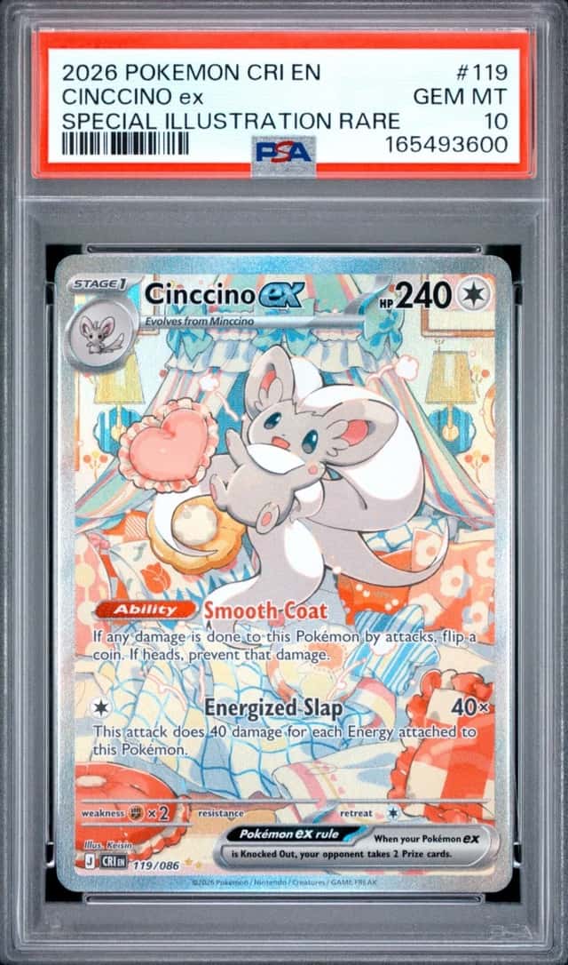 2026 POKEMON CRI EN-CHAOS RISING SPECIAL ILLUSTRATION RARE CINCCINO EX PSA 10