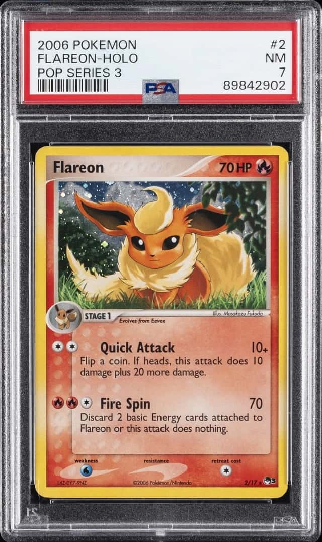 2006 POKEMON POP SERIES 3 #2 FLAREON-HOLO PSA 7