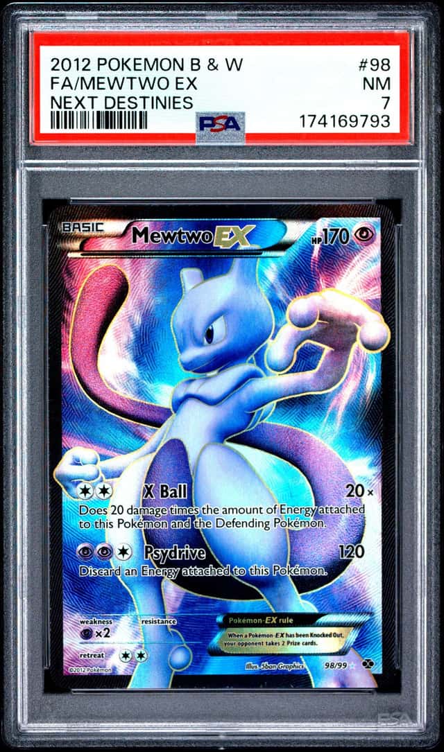 2012 POKEMON BLACK & WHITE NEXT DESTINIES #98 FULL ART/MEWTWO EX PSA 7