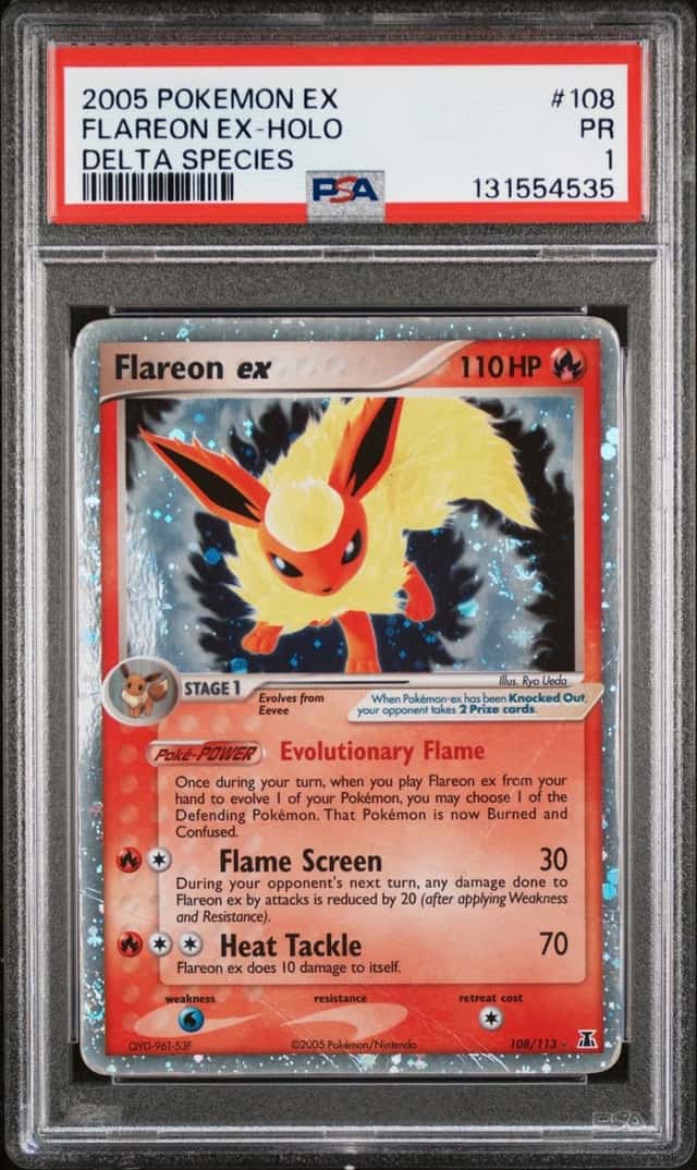 Pokemon Flareon EX Holo EX Delta Species 108/113 PSA 1