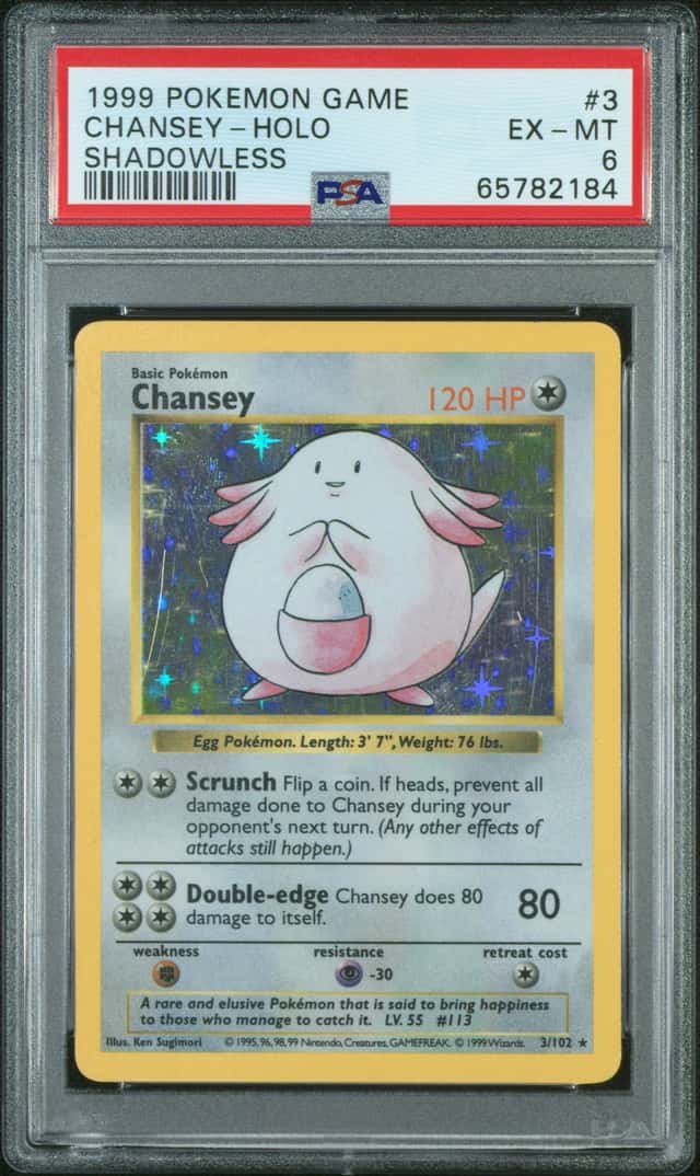1999 Pokemon Base Set Shadowless Chansey Holo #3 PSA 6 EX-MT