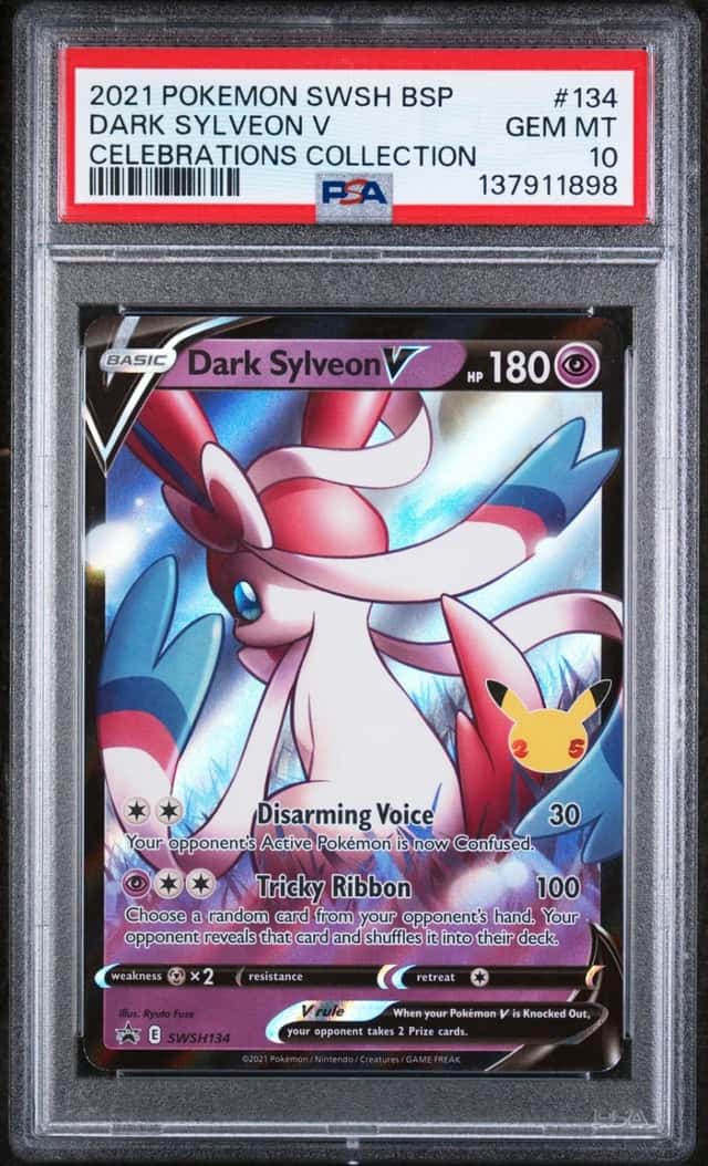 2021 POKEMON SWSH BLACK STAR PROMO CELEBRATIONS COLLECTION DARK SYLVEON V PSA 10