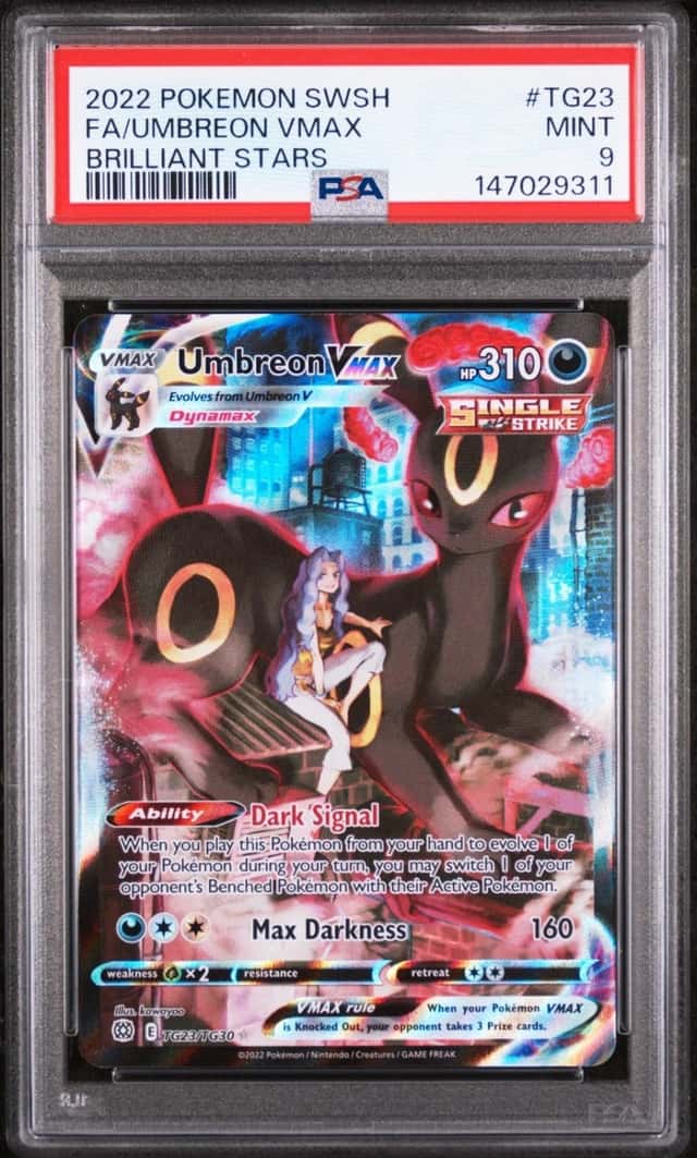 2022 POKEMON SWORD & SHIELD BRILLIANT STARS #TG23 FULL ART/UMBREON VMAX PSA 9