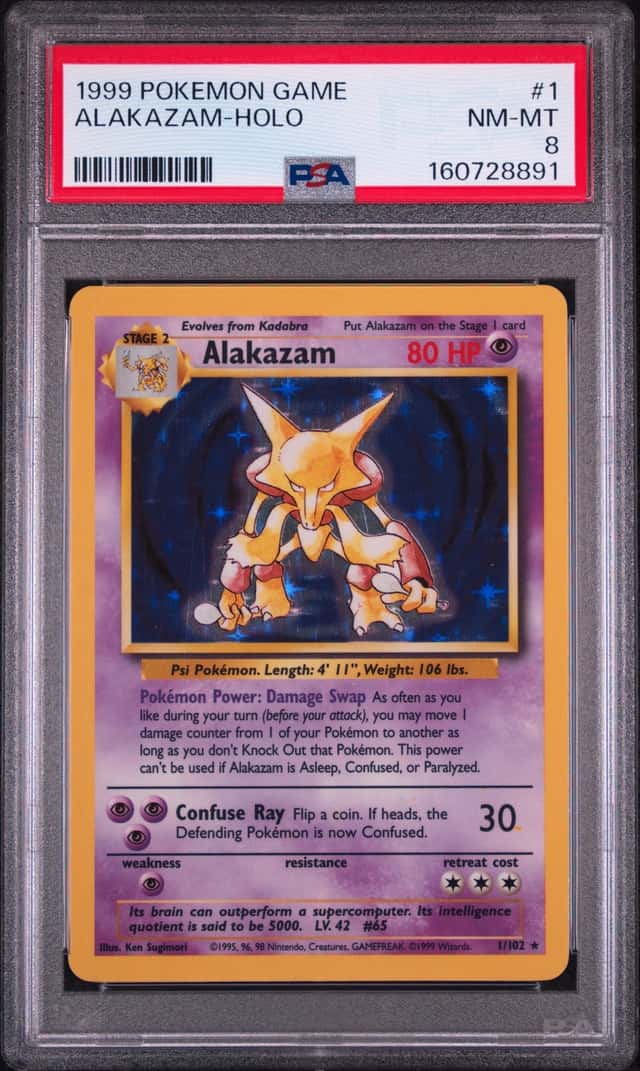 1999 POKEMON GAME #1 ALAKAZAM-HOLO PSA 8
