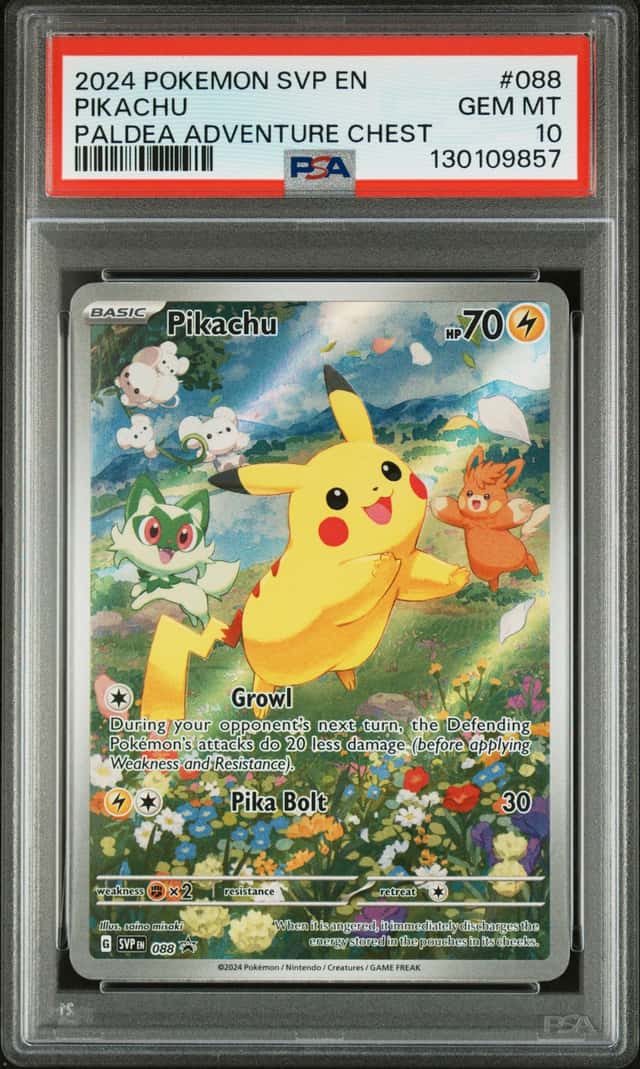 Pikachu (Paldea Adventure Chest) Holo Pokémon Scarlet & Violet Black Star PSA 10