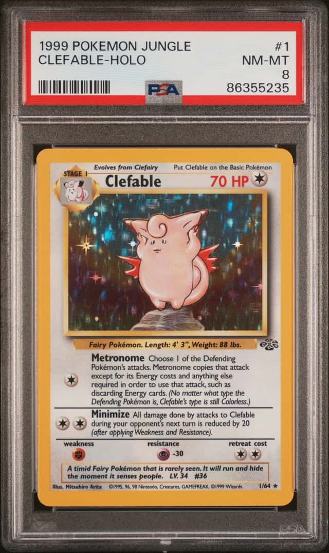 CLEFABLE 1999 POKEMON JUNGLE #1 HOLO RARE PSA 8 NM-MT