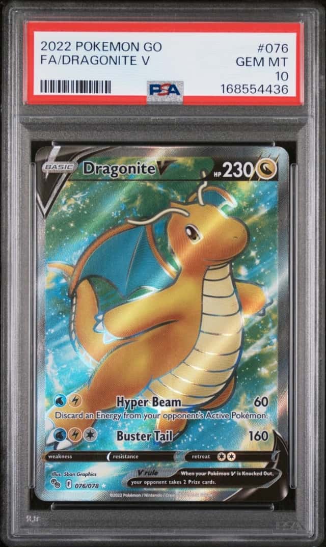 2022 POKEMON GO #076 FULL ART/DRAGONITE V PSA 10