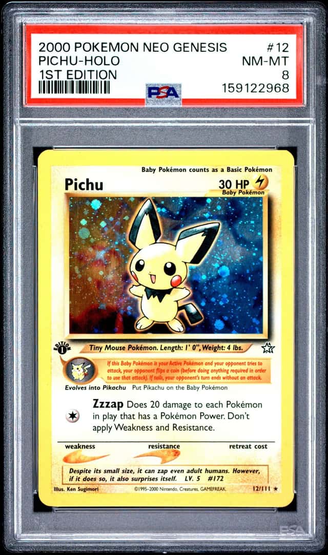2000 Pokemon Neo Genesis 1st Edition Holo #12 Pichu - PSA NM-MT 8