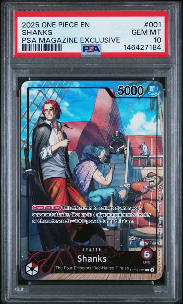 2025 One Piece Shanks OP09-001 PSA Magazine Exclusive English PSA 10 GEM MINT