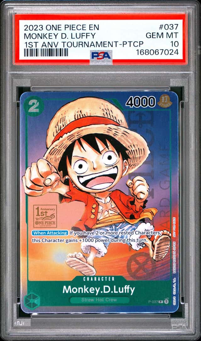 One Piece Monkey.D.Luffy P-037 Promo 1st Anniversary Tournament PSA 10