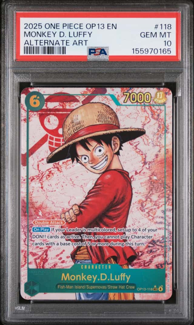 2025 ONE PIECE OP13-CARRYING ON HIS WILL 118 MONKEY D. LUFFY ALT ART PSA 10