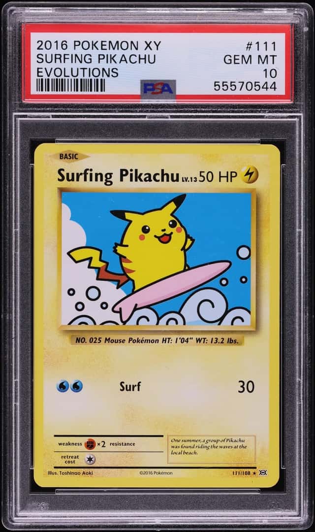 2016 Pokemon XY Evolutions Surfing Pikachu #111 PSA 10 GEM MINT