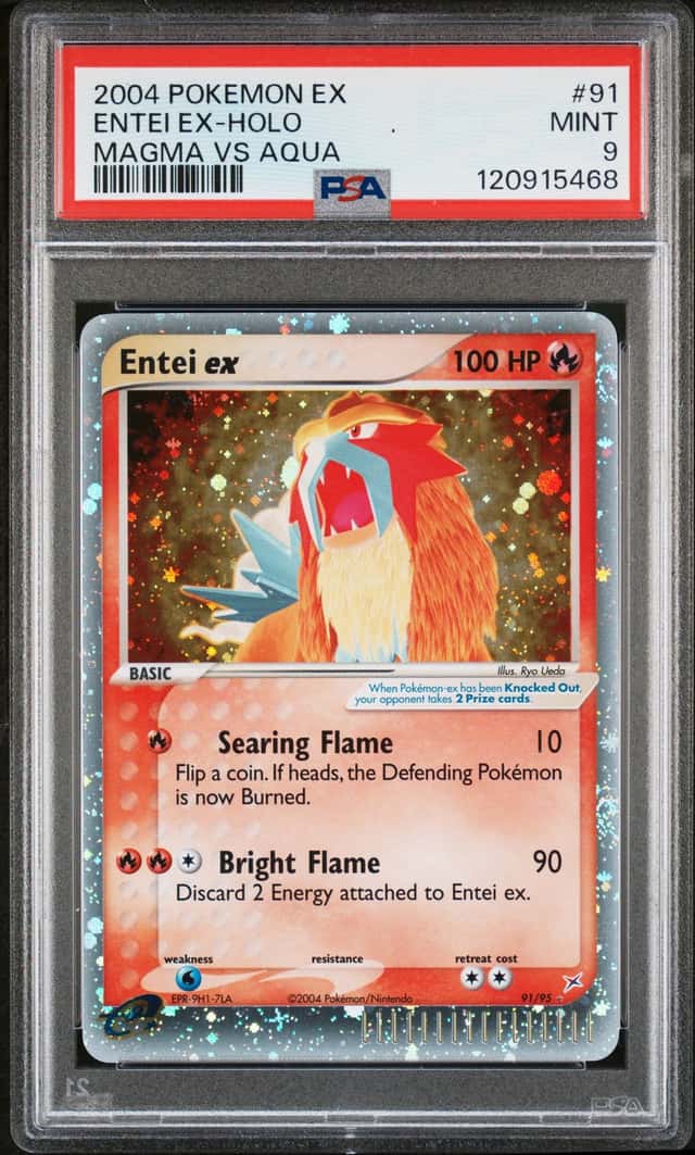 2004 Pokemon EX Team Magma Vs Team Aqua Holo Entei Ex #91 PSA 9 MINT