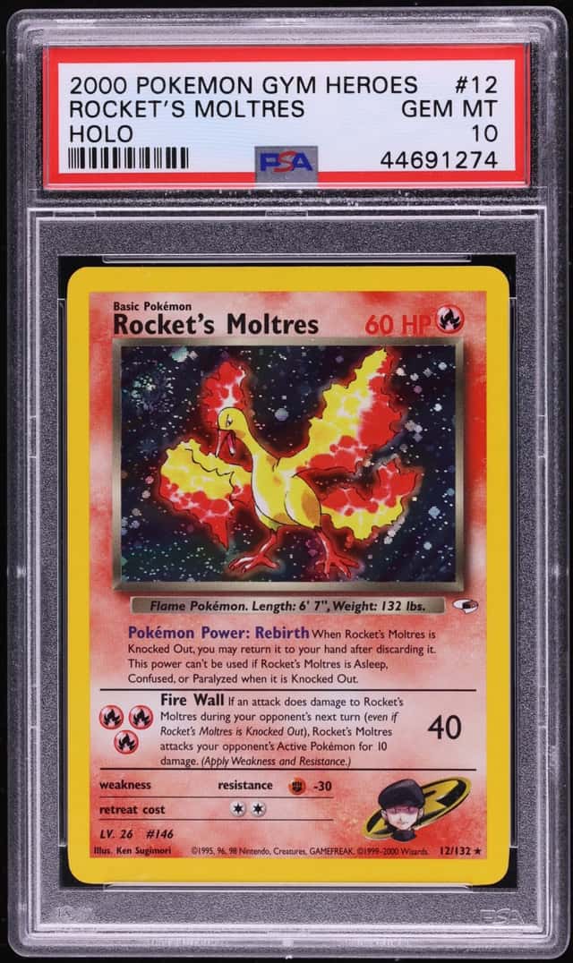 2000 Pokemon Gym Heroes Holo Rocket's Moltres #12 PSA 10 GEM MINT