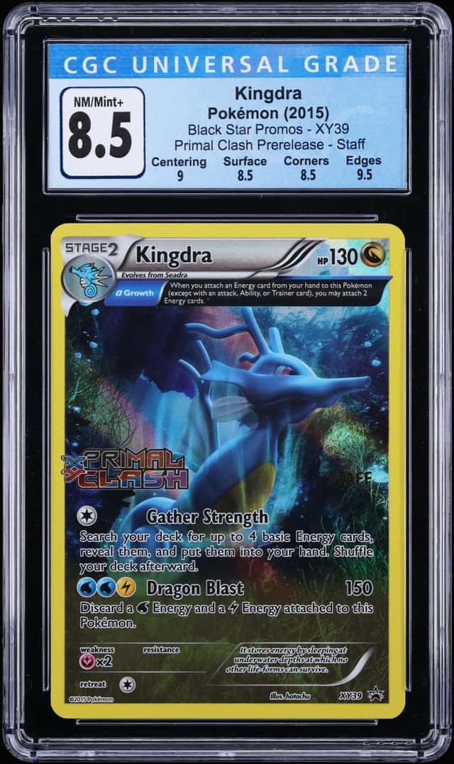 2015 Pokemon XY Promo Primal Clash Prerelease Staff Kingdra #XY39 CGC 8.5 NM-MT+