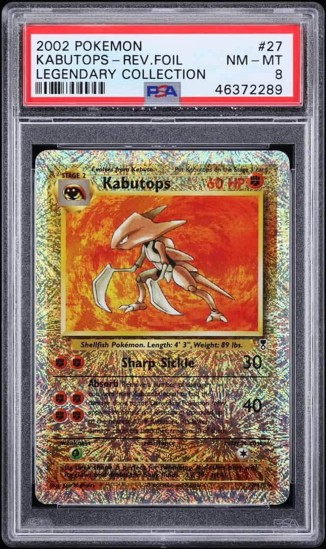 2002 Pokemon Legendary Collection Reverse Holo Kabutops #27 PSA 8 NM-MT