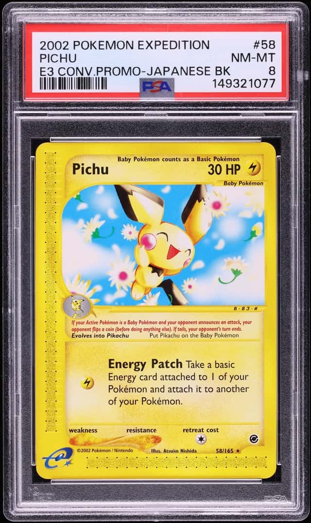 2002 Pokemon Expedition E3 Promo Japanese Back Pichu #58 PSA 8 NM-MT