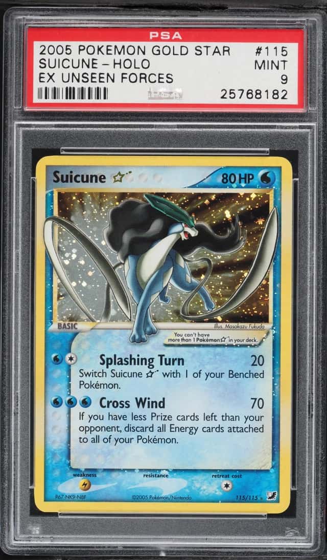 2005 Pokemon EX Unseen Forces Holo Suicune Gold Star #115 PSA 9 MINT