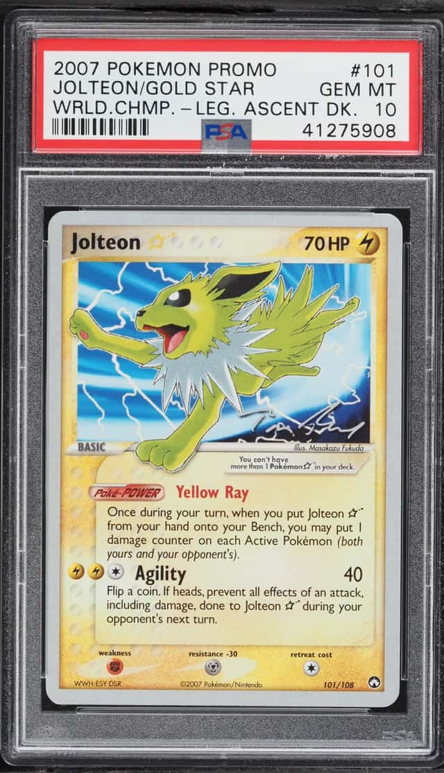 2007 Pokemon World Championships Promo Legendary Ascent Jolteon Gold Star #101 PSA 10 GEM MINT