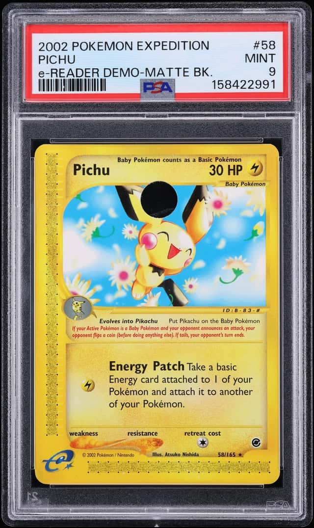 2002 Pokemon Expedition e-Reader Demo Matte Pichu #58 PSA 9 MINT
