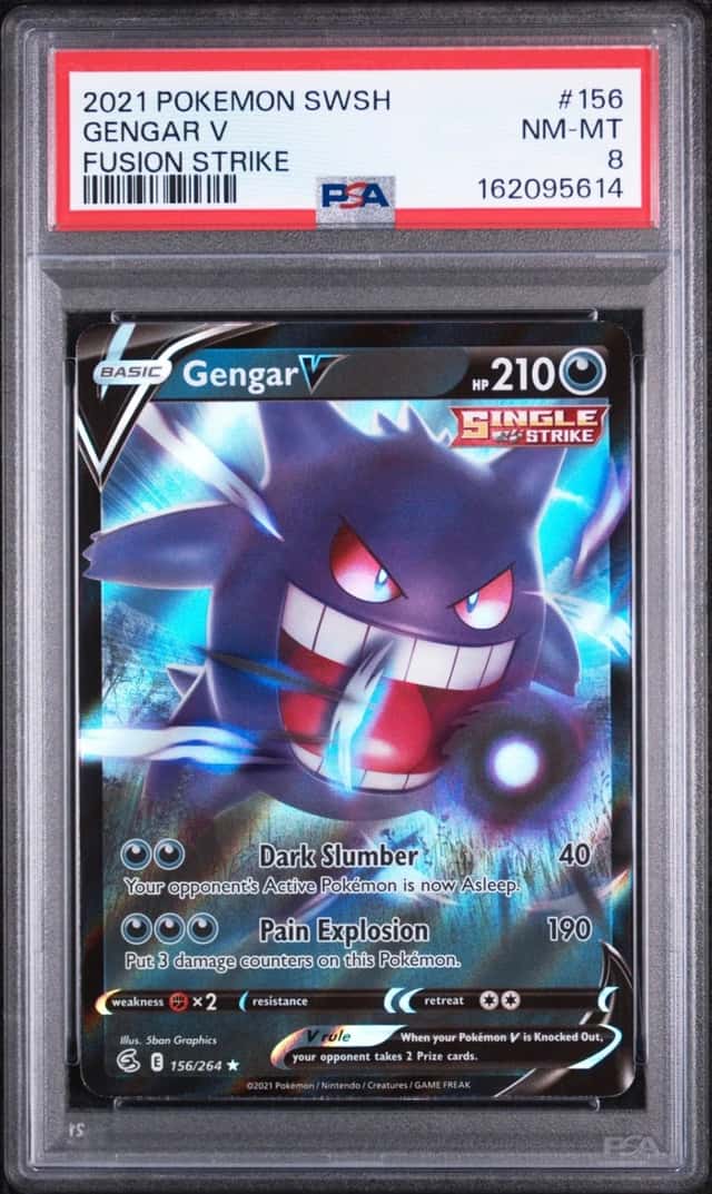 2021 POKEMON SWORD & SHIELD FUSION STRIKE #156 GENGAR V PSA 8