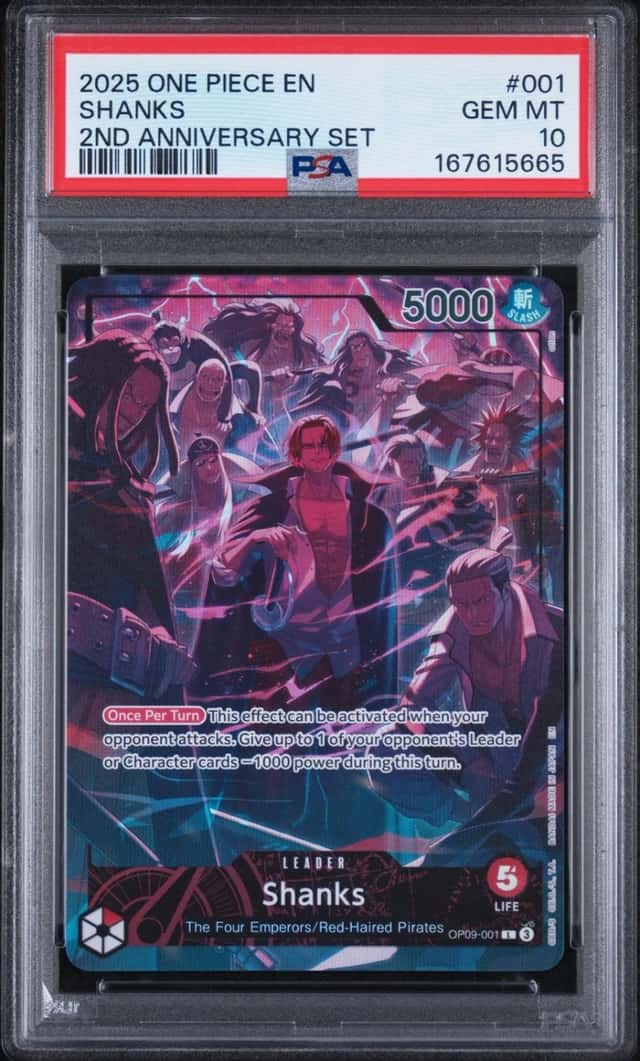 2025 ONE PIECE ENGLISH VERSION 2ND ANNIVERSARY SET #001 SHANKS PSA 10