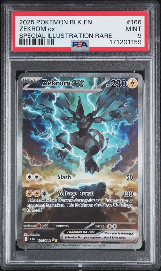 2025 POKEMON BLK EN-BLACK BOLT SPECIAL ILLUSTRATION RARE #166 ZEKROM EX PSA 9