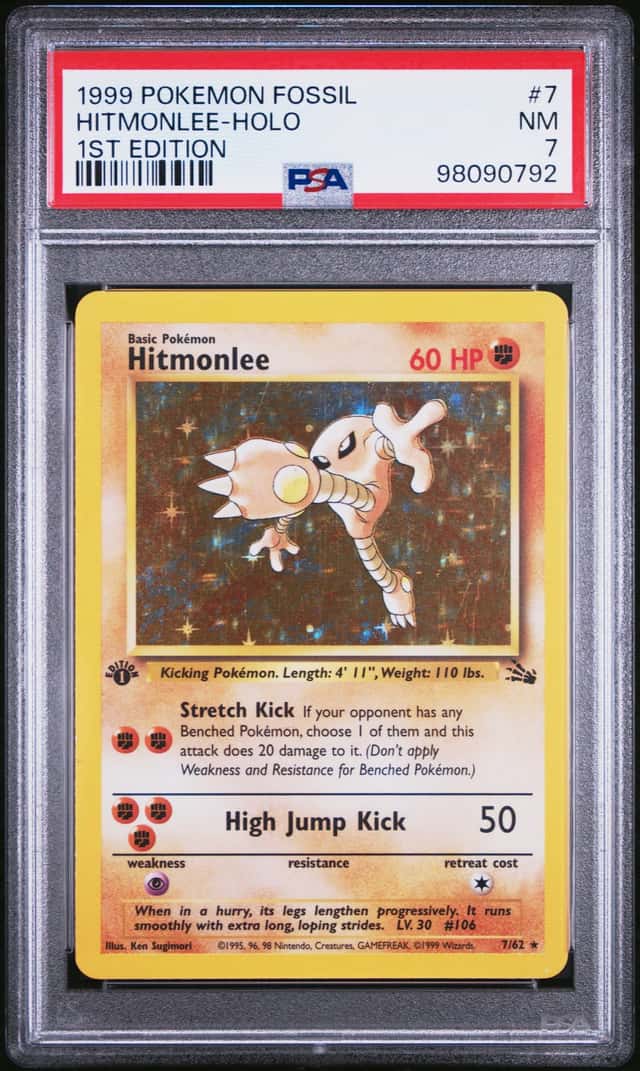 1999 Pokemon Fossil 1st Edition Hitmonlee #7/62 PSA 7