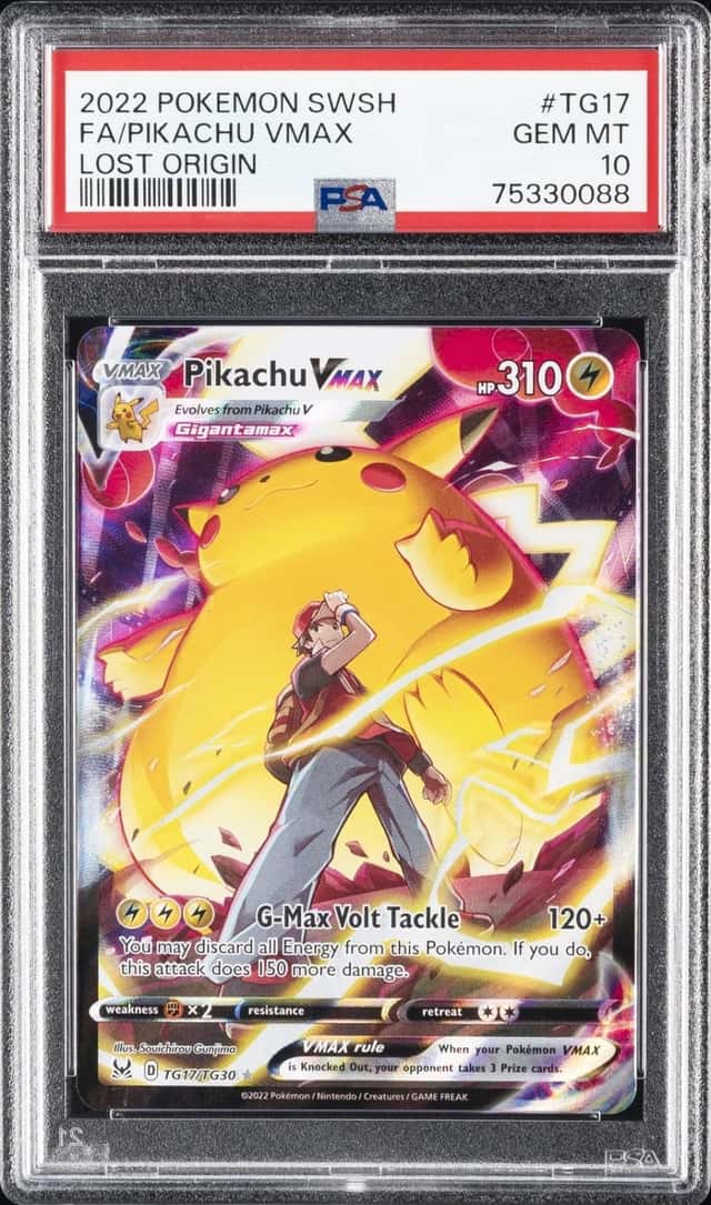 2022 POKEMON SWORD & SHIELD LOST ORIGIN #TG17 FULL ART/PIKACHU VMAX PSA 10