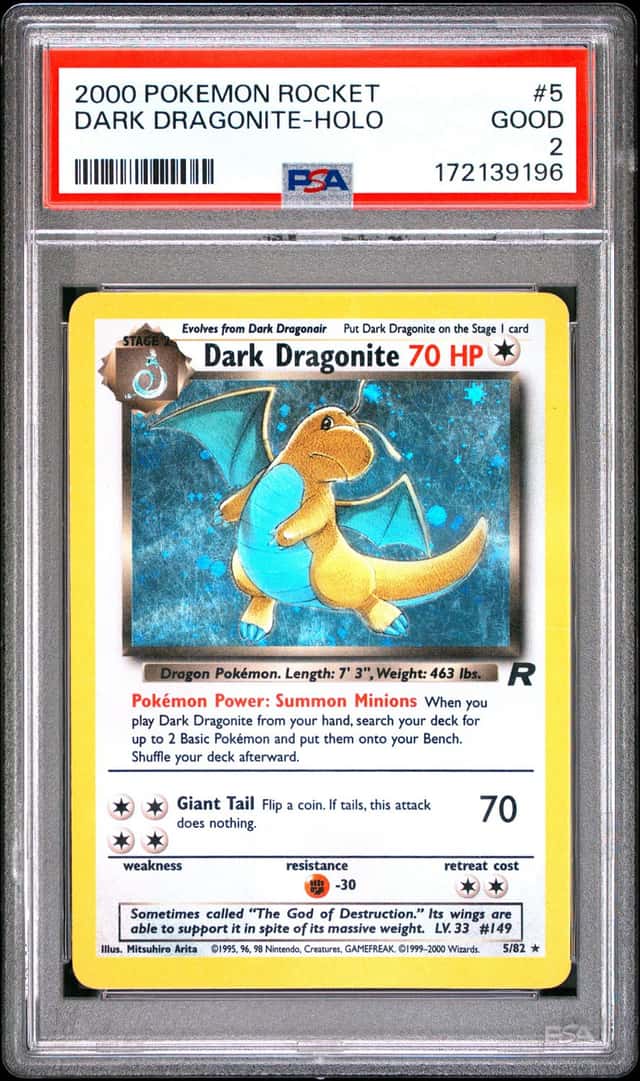 2000 POKEMON ROCKET #5 DARK DRAGONITE-HOLO PSA 2