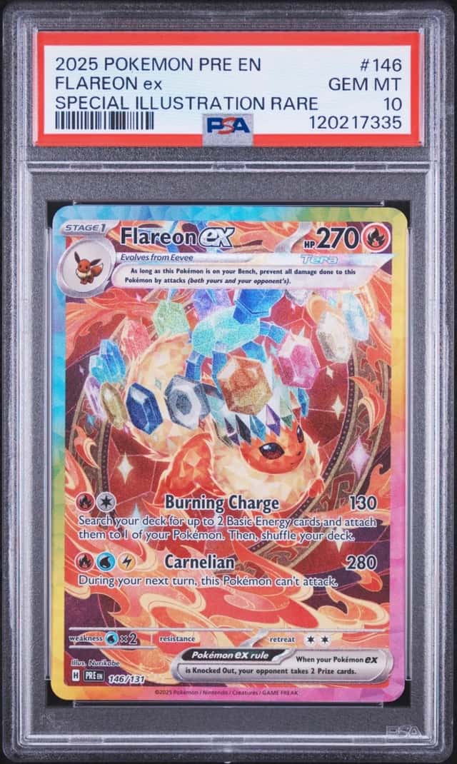 2025 Pokemon Prismatic Evolutions Flareon EX Special Illustration Rare PSA 10