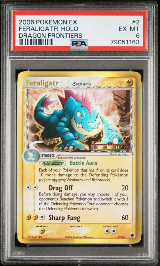 2006 POKEMON EX DRAGON FRONTIERS #2 FERALIGATR-REVERSE FOIL PSA 6