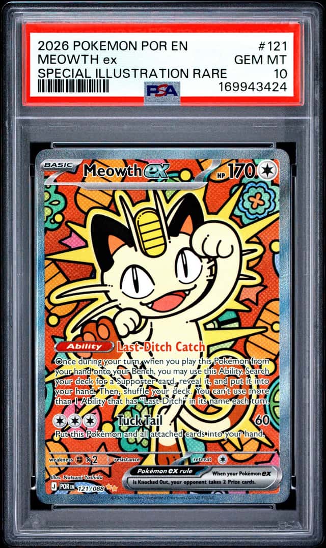 Pokemon TCG Meowth ex 121/088 POR EN 2026 Special Illustration Rare Holo PSA 10