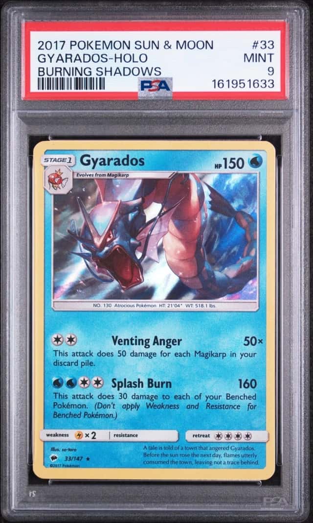 2017 POKEMON SUN & MOON BURNING SHADOWS #33 GYARADOS-HOLO PSA 9
