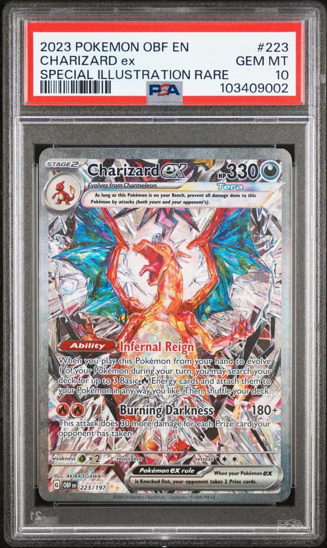 CHARIZARD EX 2023 POKEMON OBF EN SPECIAL ILLUSTRATION RARE #223 PSA 10 GEM MINT