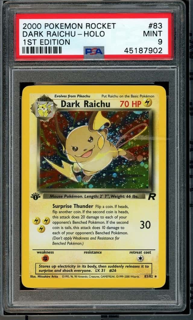 POKEMON DARK RAICHU 2000 ROCKET #83 HOLO 1ST EDITION PSA 9