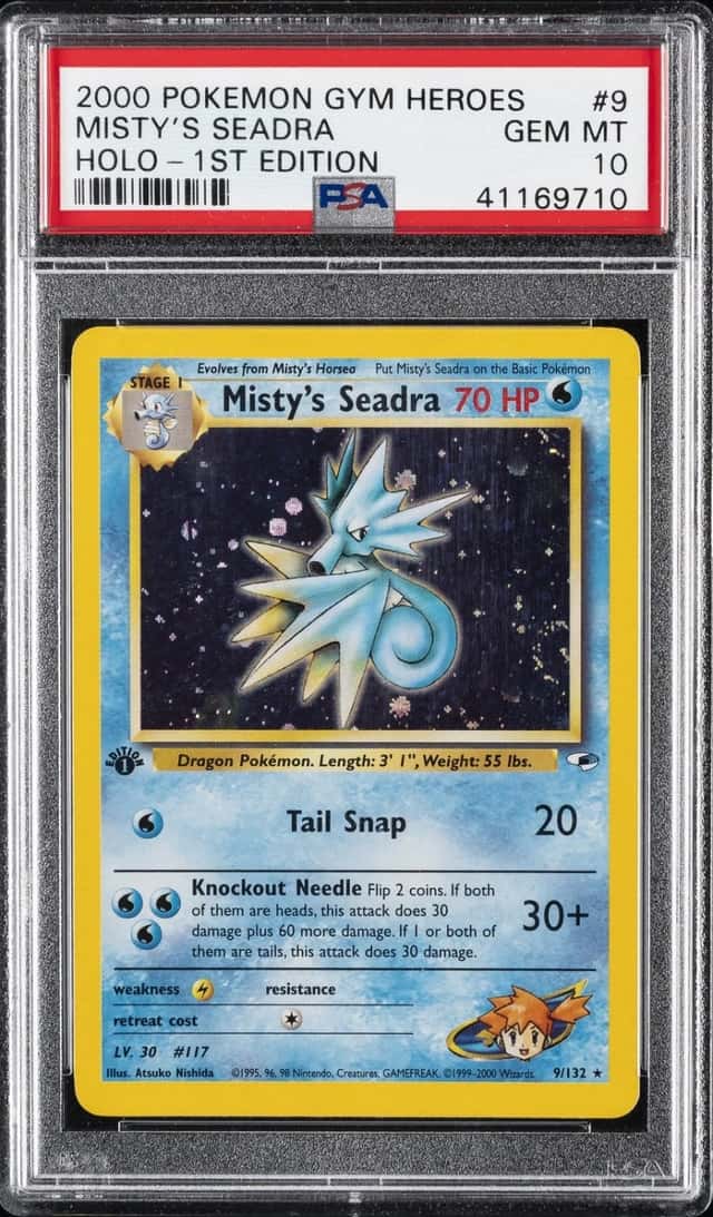 2000 POKEMON GYM HEROES HOLO-1ST EDITION #9 MISTY'S SEADRA PSA 10