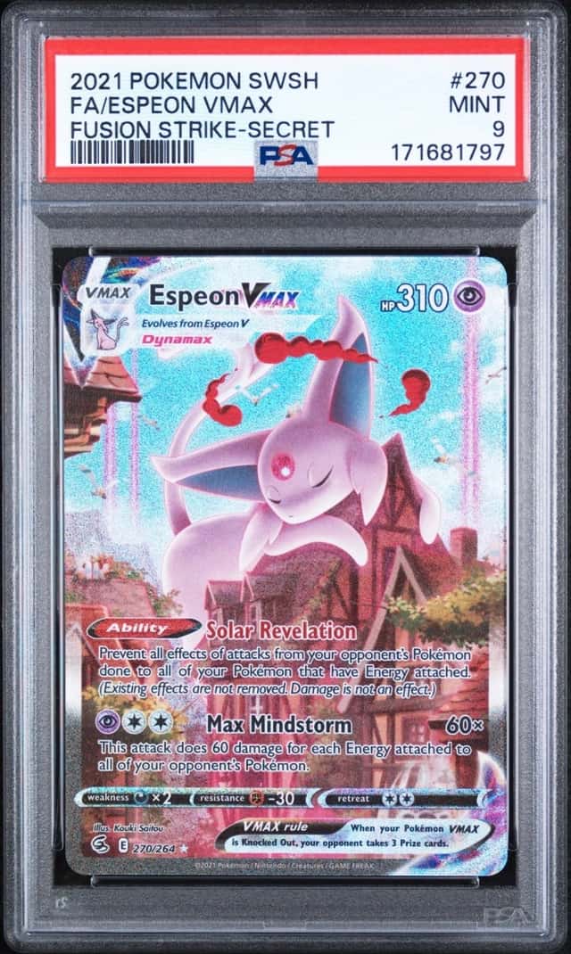 2021 POKEMON SWORD & SHIELD FUSION STRIKE SECRET #270 FULL ART/ESPEON VMAX PSA 9