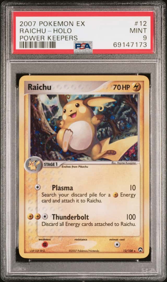 2007 POKEMON EX RAICHU-HOLO POWER KEEPERS #12 PSA 9