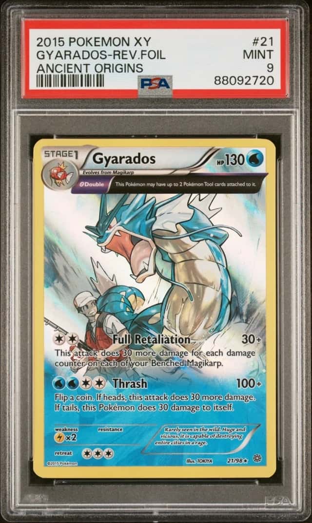 2015 POKEMON XY GYARADOS-REV.FOIL ANCIENT ORIGINS #21 PSA 9